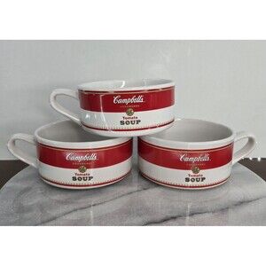 Campbell's Soup Mugs Tomato Label Set 3 Vintage 1998 Houston Harvest Bowls Red